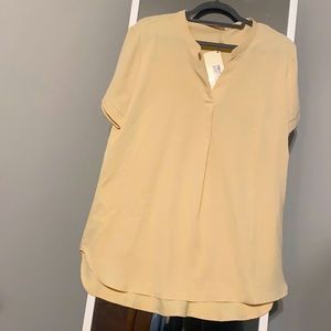 Cream short sleeve blouse